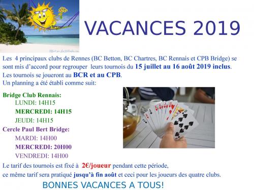 Affiche vacances 2019