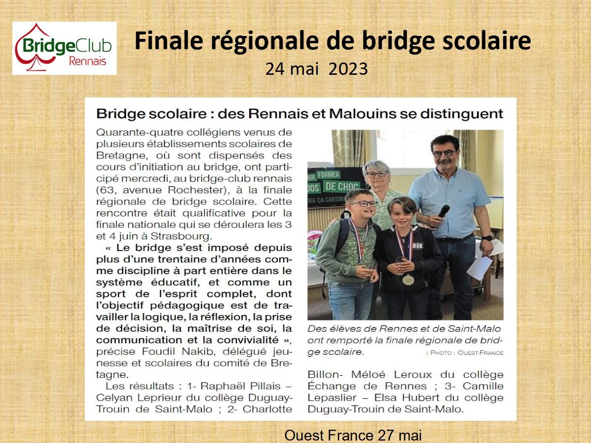 Finale regionale ecole de bridge