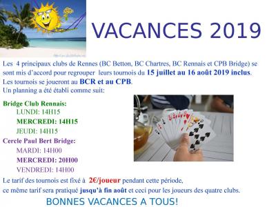 Affiche vacances 2019