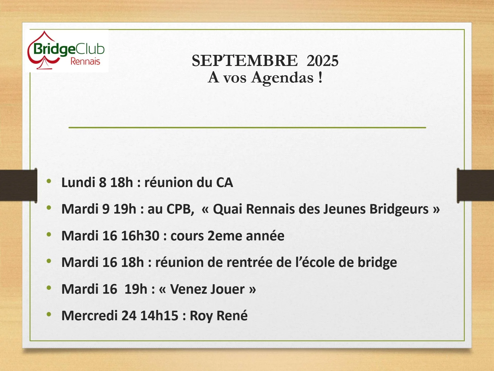 Evenement du mois septembre 2027
